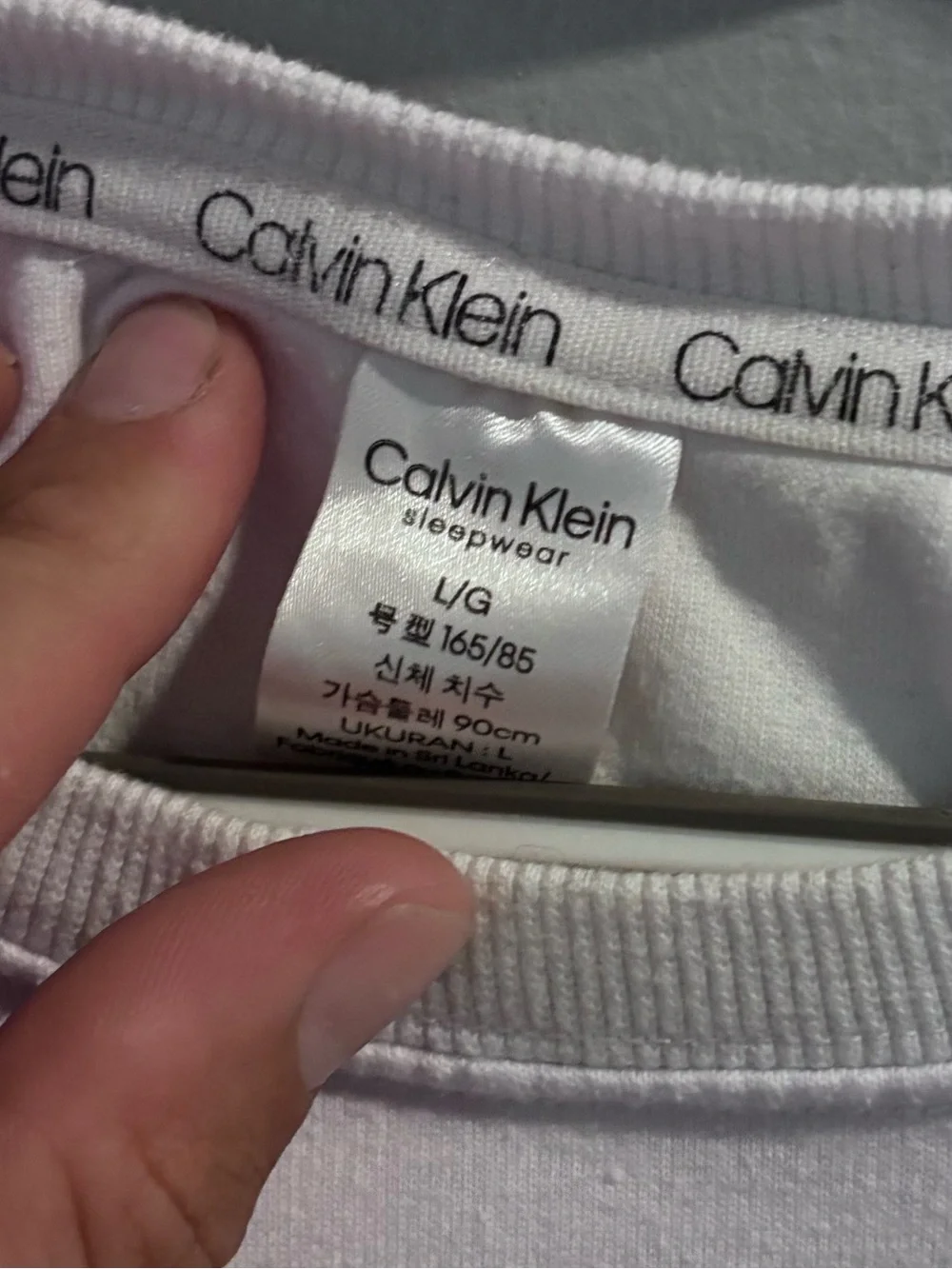 Calvin Klein White sweater Top with Black Logo Trim
